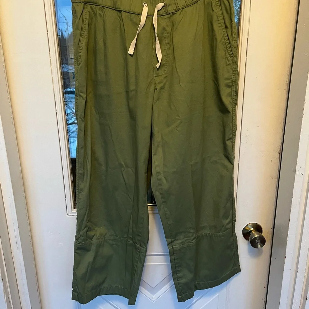 Womens sz L Pact Olivine “Daily Twill” Drawstring mid weight casual work pants - Picture 1 of 5